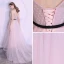 Élégant Rougissant Rose Robe De Soirée 2018 Princesse Tachetée Ceinture Bretelles Spaghetti Dos Nu Sans Manches Longue Robe De Ceremonie