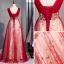 Chic Bordeaux Glitter Robe De Bal 2020 Princesse Encolure Dégagée Perlage Perle En Dentelle Fleur Sans Manches Dos Nu Longue Robe De Ceremonie