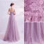 Charmant Lilas Robe De Soirée 2020 Princesse Bustier Perlage Paillettes Cristal Appliques En Dentelle Fleur Sans Manches Dos Nu Longue Robe De Ceremonie