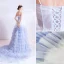 Mode Ivoire Bleu Ciel Dégradé De Couleur Robe De Bal 2020 Princesse Bretelles Spaghetti Sans Manches Dos Nu Volants en Cascade Tribunal Train Robe De Ceremonie
