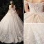 Charming Champagne Wedding Dresses 2020 A-Line / Princess Off-The-Shoulder Beading Bow Pearl Sequins Lace Flower Sleeveless Backless Court Train