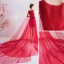Charming Red Evening Dresses  2020 A-Line / Princess Scoop Neck Beading Sequins Lace Flower Sleeveless Cathedral Train Formal Dresses