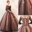 Elegant Black Prom Dresses 2020 Ball Gown V-Neck Butterfly Appliques Lace Flower 3/4 Sleeve Backless Floor-Length / Long Formal Dresses