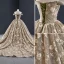 High-end Khaki Prom Dresses 2023 Ball Gown Off-The-Shoulder Handmade  Beading Pearl Sequins Lace Flower Sleeveless Backless Royal Train