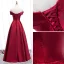 Élégant Bordeaux Robe De Soirée 2020 Princesse Satin De l'épaule Manches Courtes Dos Nu Longue Robe De Ceremonie