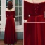 Elegante Burgunderrot Abendkleider 2020 A Linie Wildleder Off Shoulder 1/2 Ärmel Rückenfreies Lange Festliche Kleider