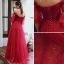 Charmant Bordeaux Robe De Soirée 2020 Princesse De l'épaule Perlage Paillettes En Dentelle Fleur 1/2 Manches Dos Nu Longue Robe De Ceremonie