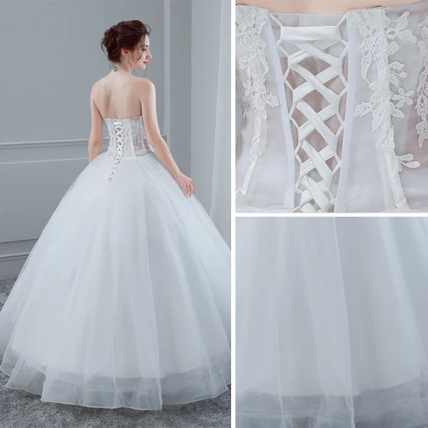 Sexy White Wedding Dresses 2018 Ball Gown Lace Flower Sweetheart Backless Sleeveless Floor-Length / Long Wedding