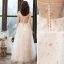 Fashion Champagne Evening Dresses  2020 A-Line / Princess Strapless Beading Star Lace Flower Sleeveless Backless Floor-Length / Long Formal Dresses