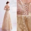 Charmant Doré Robe De Bal 2020 Princesse Encolure Dégagée Perlage Cristal Gland Paillettes Manches Courtes Dos Nu Longue Robe De Ceremonie