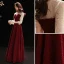 Fashion Burgundy Evening Dresses  2020 A-Line / Princess V-Neck Glitter Beading Star Sequins 3/4 Sleeve Floor-Length / Long Formal Dresses