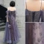 Charming Purple Evening Dresses  2020 Ball Gown A-Line / Princess Spaghetti Straps Beading Lace Sequins Flower Short Sleeve Backless Floor-Length / Long Formal Dresses