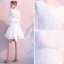 Elegante Ivory / Creme Heimkehr Quaste Abiballkleider 2020 A Linie Rundhalsausschnitt 3/4 Ärmel Schleife Kurze Festliche Kleider
