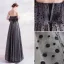 Chic / Beautiful Black Homecoming Spotted Graduation Dresses 2020 A-Line / Princess Strapless Sleeveless Backless Floor-Length / Long Formal Dresses