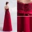 Chic Rouge Robe Demoiselle D'honneur 2020 Princesse Bustier En Dentelle Fleur Sans Manches Dos Nu Longue Robe Pour Mariage