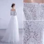 Affordable White Wedding Dresses 2020 A-Line / Princess Off-The-Shoulder Lace Flower 1/2 Sleeves Backless Floor-Length / Long Wedding