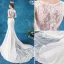 Affordable Ivory Wedding Dresses 2020 Trumpet / Mermaid Square Neckline Pierced Lace Flower Sleeveless Sweep Train