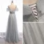 Scintillantes Argenté Gris Robe De Soirée 2020 Princesse Bretelles Spaghetti Paillettes Manches Courtes Dos Nu Longue Robe De Ceremonie
