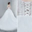 Elegant White Wedding Dresses 2018 Ball Gown Lace Flower Beading Sequins V-Neck Backless Sleeveless Chapel Train Wedding