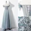Chic / Beautiful Jade Green Evening Dresses  2020 A-Line / Princess Off-The-Shoulder Beading Sequins Lace Flower Short Sleeve Backless Floor-Length / Long Formal Dresses