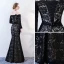Chic / Beautiful Black Evening Dresses  2018 Trumpet / Mermaid Lace Flower Off-The-Shoulder Backless Long Sleeve Floor-Length / Long Formal Dresses