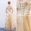 Scintillantes Doré Robe De Soirée 2018 Princesse Glitter Paillettes Métal Ceinture De l'épaule Dos Nu Manches Courtes Longue Robe De Ceremonie