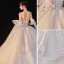 Luxury / Gorgeous Charming Champagne Wedding Dresses 2020 Ball Gown Beading Lace Sequins Strapless Sleeveless Backless Royal Train