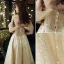 Scintillantes Doré Asymétrique Robe De Cocktail 2020 Princesse De l'épaule Perle Paillettes Appliques Manches Courtes Dos Nu Robe De Ceremonie