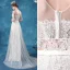 Illusion Abordable Ivoire Trompette / Sirène Robe De Mariée 2020 V-Cou En Dentelle Fleur Sans Manches Dos Nu Train De Balayage
