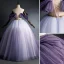 Elegant Purple Quinceañera Prom Dresses 2020 Ball Gown Off-The-Shoulder Glitter Beading Short Sleeve Backless Floor-Length / Long Formal Dresses