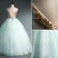 Elegant Mint Green Prom Dresses 2020 Ball Gown V-Neck Sequins Sleeveless Backless Floor-Length / Long Formal Dresses