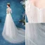 Élégant Ivoire Robe De Mariée 2020 Princesse V-Cou En Dentelle Fleur Sans Manches Dos Nu Train De Balayage