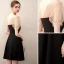 Chic / Beautiful Black Homecoming Short Graduation Dresses 2020 A-Line / Princess Square Neckline Pearl Short Sleeve Backless Formal Dresses