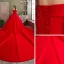 Luxury / Gorgeous Red Wedding Dresses 2020 Ball Gown Satin Off-The-Shoulder Sleeveless Backless Royal Train Wedding