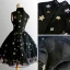 Style Chinois Noire Robe De Fete 2018 Robe Boule Paillettes Étoile Col Haut Sans Manches Courte Robe De Ceremonie