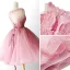 Chic / Belle Rose Bonbon Robe De Fete 2018 Robe Boule Perlage Cristal En Dentelle Appliques Ceinture Encolure Dégagée Sans Manches Dos Nu Courte Robe De Ceremonie