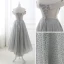 Schöne Grau Glanz Abendkleider 2018 A Linie Pailletten Off Shoulder Rückenfreies Ärmellos Asymmetrisch Festliche Kleider
