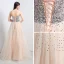 Sparkly Champagne Ballkjoler 2018 Prinsesse Beading Paljetter Krystall Kjæreste Ryggløse Uten Ermer Lange Formelle Kjoler