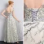 Chic / Beautiful Grey Bridesmaid Dresses 2018 A-Line / Princess Sash Glitter Scoop Neck Backless Short Sleeve Floor-Length / Long Wedding Party Dresses