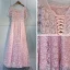 Chic / Belle Rougissant Rose Robe De Bal 2018 Princesse En Dentelle Fleur Cristal Faux Diamant Encolure Dégagée Dos Nu Manches Courtes Longueur Cheville Robe De Ceremonie
