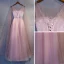 Chic / Belle Rose Bonbon Robe De Soirée 2018 Princesse En Dentelle Appliques Cristal Encolure Dégagée Dos Nu Sans Manches Longue Robe De Ceremonie
