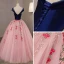 Chic / Belle Rose Bonbon Robe De Bal 2018 Robe Boule Appliques Perlage Cristal V-Cou Dos Nu Sans Manches Longue Robe De Ceremonie