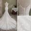 Sexy Simple Ivoire Trompette / Sirène Robe De Mariée 2021 Bretelles Spaghetti Sans Manches Dos Nu En Dentelle Fleur Cathedral Train Mariage