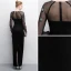 Elegant Black Evening Dresses  2018 Trumpet / Mermaid Crystal Scoop Neck See-through Long Sleeve Ankle Length Formal Dresses
