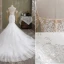 Sexy White Trumpet / Mermaid Wedding Dresses 2021 Spaghetti Straps Beading Pearl Rhinestone Lace Flower Sleeveless Backless Cathedral Train Wedding