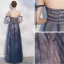 Elegant Navy Blue Evening Dresses  2018 A-Line / Princess Bow Backless Strapless Sleeveless Floor-Length / Long Formal Dresses
