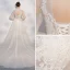Elegant Champagne Beach Wedding Dresses 2018 A-Line / Princess Lace Appliques Scoop Neck Backless Long Sleeve Chapel Train Wedding