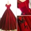Chic / Beautiful Quinceañera Burgundy Prom Dresses 2018 Ball Gown Butterfly Appliques U-Neck Short Sleeve Floor-Length / Long Formal Dresses