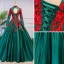 Vintage / Retro Quinceañera Ink Blue Prom Dresses 2018 Ball Gown Lace Appliques Pearl High Neck Backless Long Sleeve Floor-Length / Long Formal Dresses