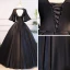 Elegant Black Quinceañera Prom Dresses 2018 Ball Gown Lace Flower Beading Crystal Scoop Neck Backless 1/2 Sleeves Floor-Length / Long Formal Dresses